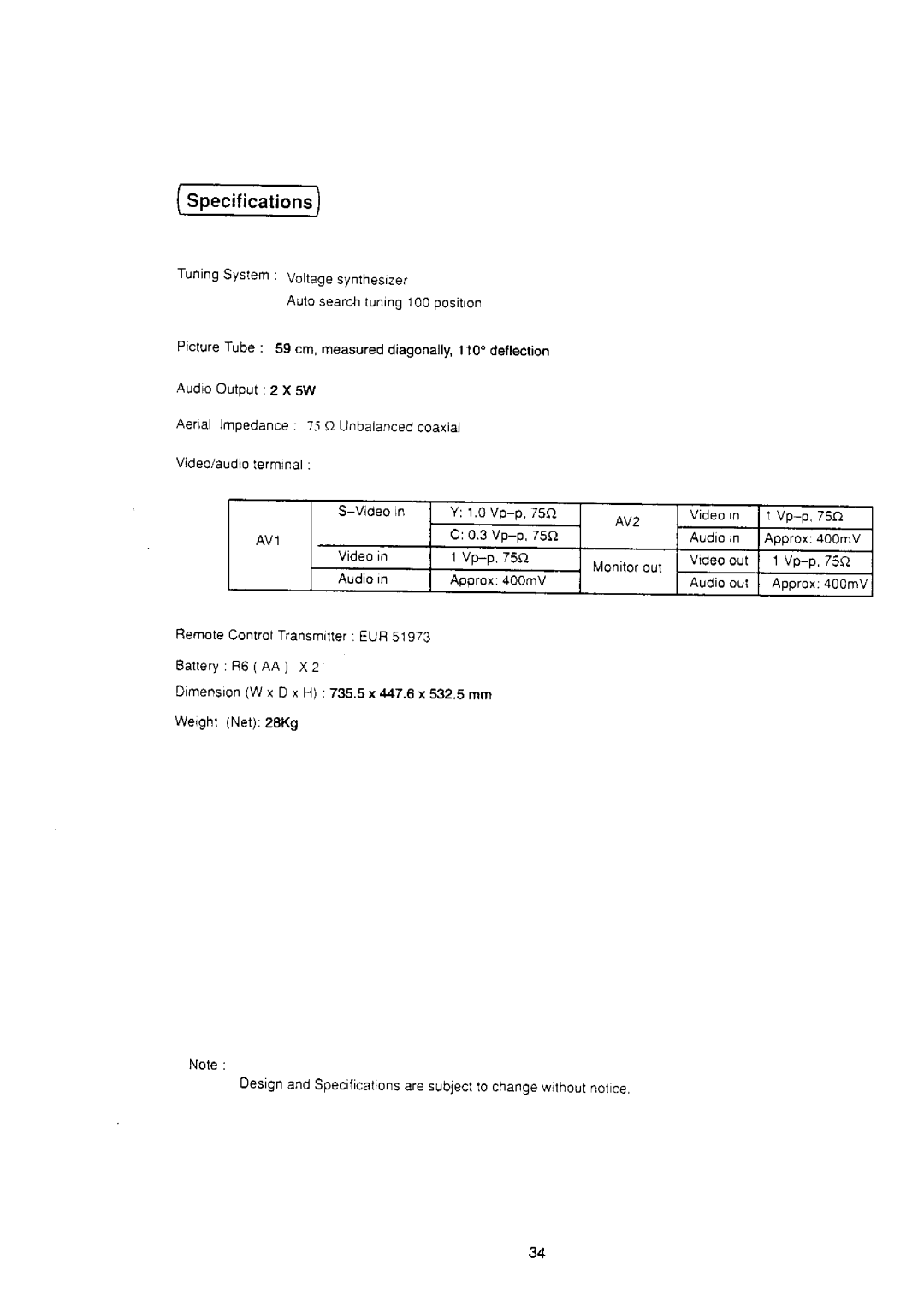 Panasonic TX-25S80Z manual 