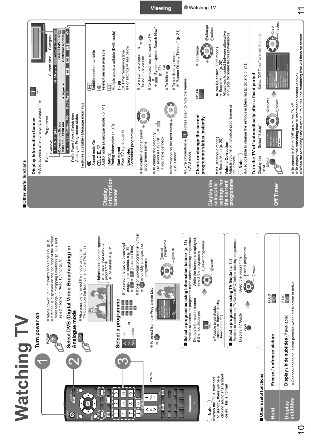 Panasonic TX-26LXD8A warranty Watching TV, Viewing 