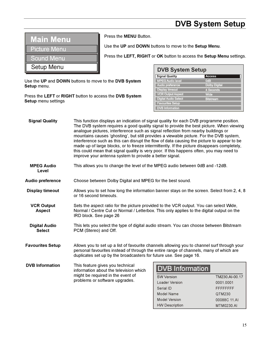 Panasonic TX-32LWD500A, TX-27LWD500A operating instructions DVB System Setup 