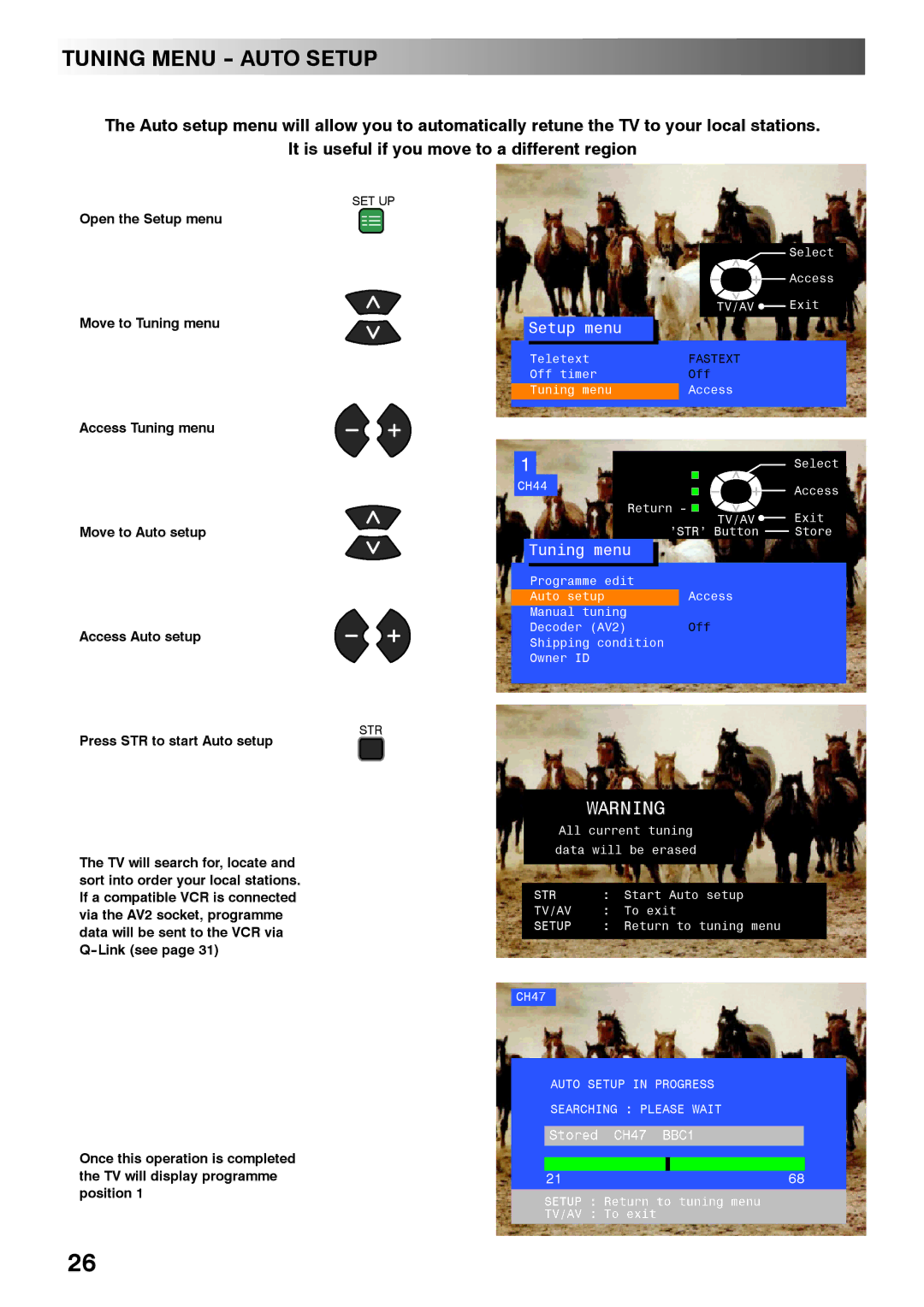 Panasonic TX-28PL4 manual Tuning Menu Auto Setup 