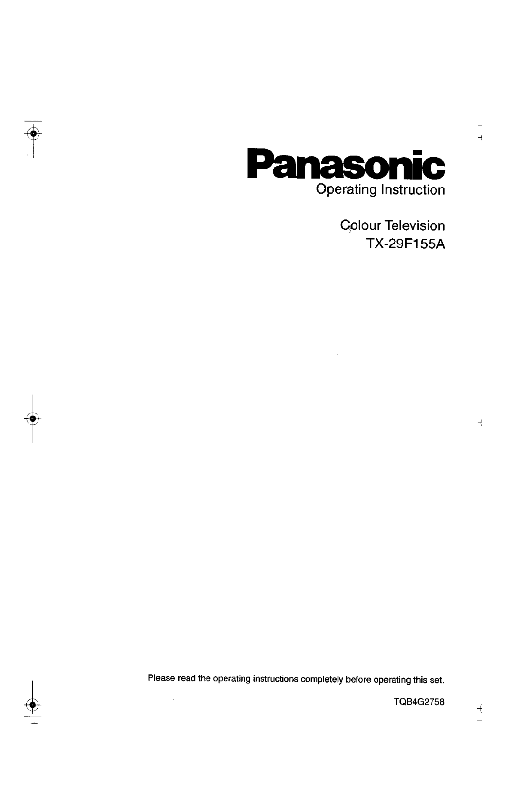 Panasonic TX-29F155A manual 