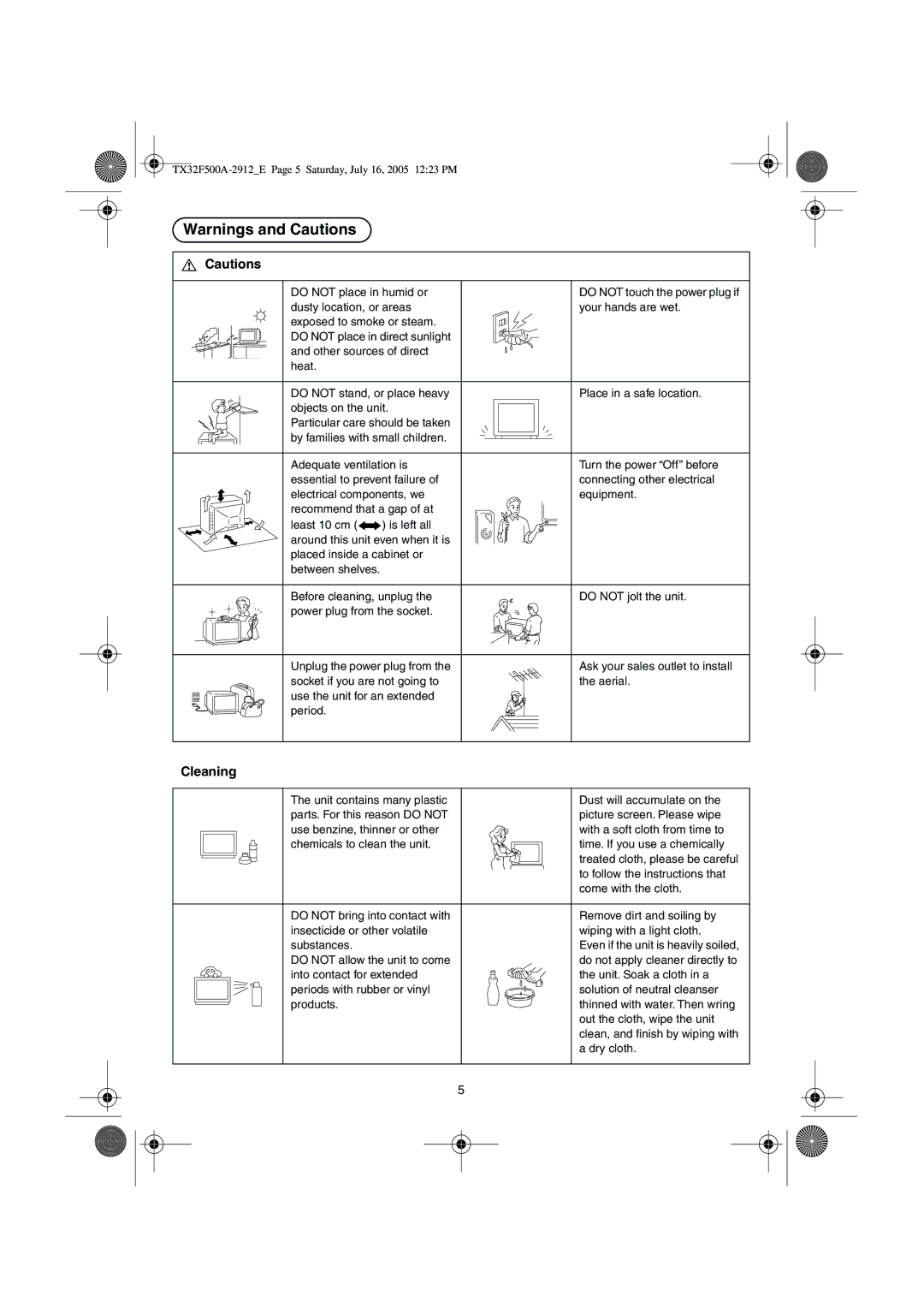 Panasonic TX-32F500A operating instructions Cleaning 