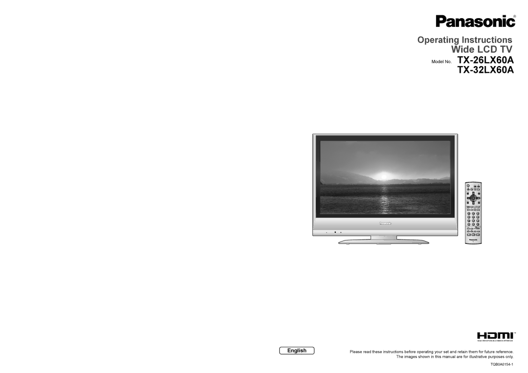 Panasonic TX-26LX60A, TX-32LX60A warranty Wide LCD TV, English 