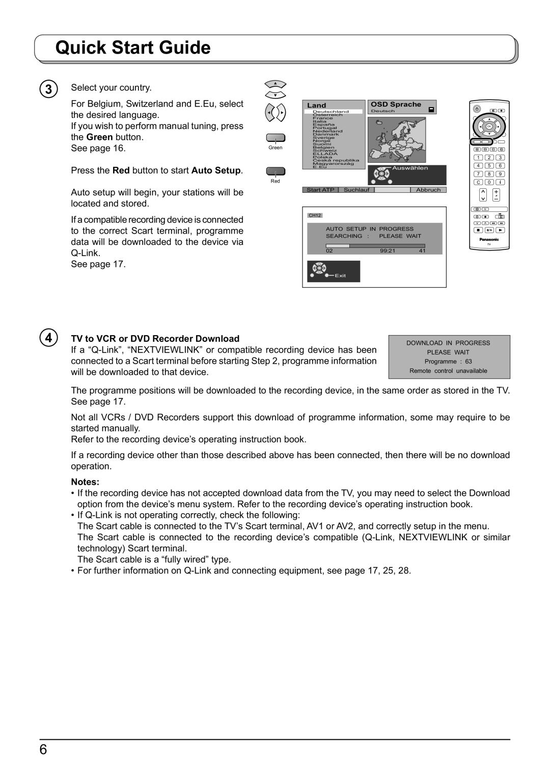 Panasonic TX-32LX60F, TX-26LX60F, TX-23LX60F operating instructions TV to VCR or DVD Recorder Download, Land OSD Sprache 