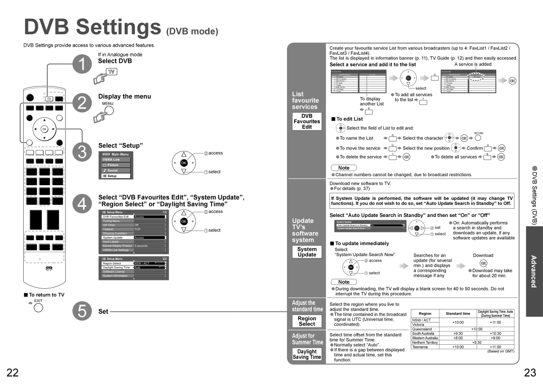 Panasonic TX-32LXD700A operating instructions DVB Settings DVB mode 