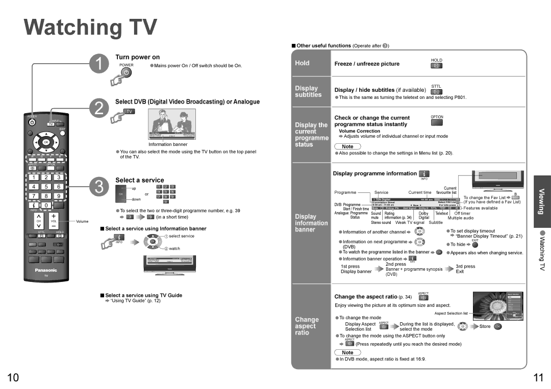 Panasonic TX-32LXD70A, TX-26LXD70A warranty Watching TV 