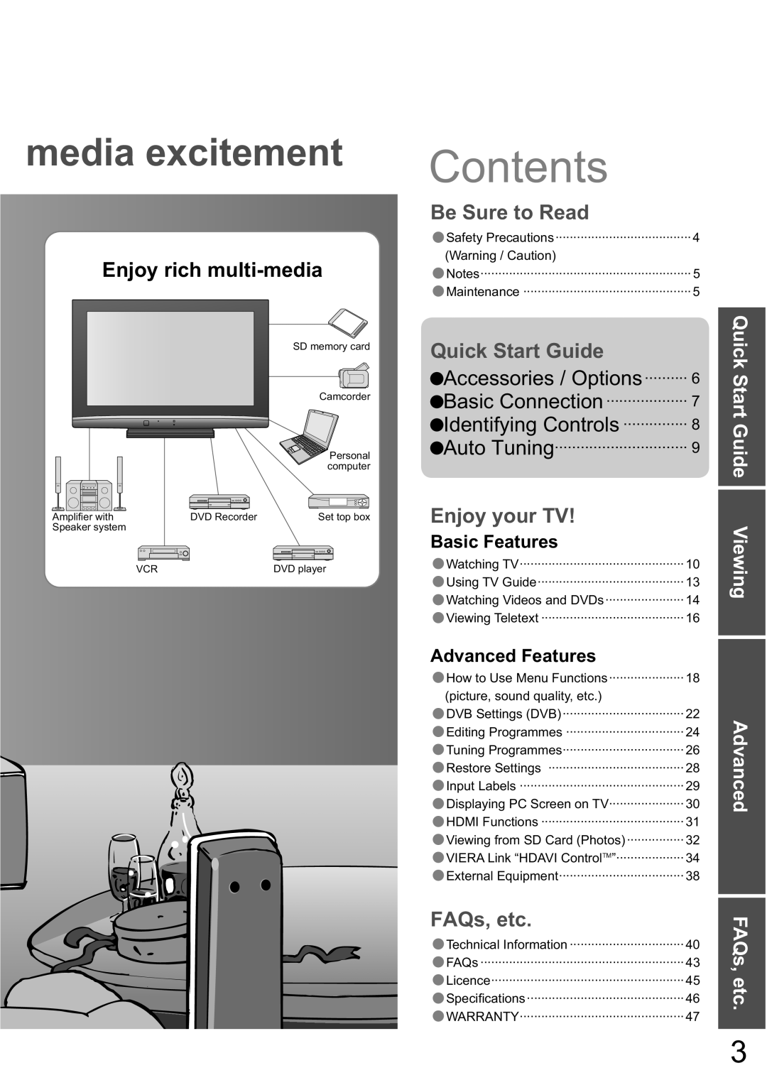 Panasonic TX-32LXD8A manual Contents 