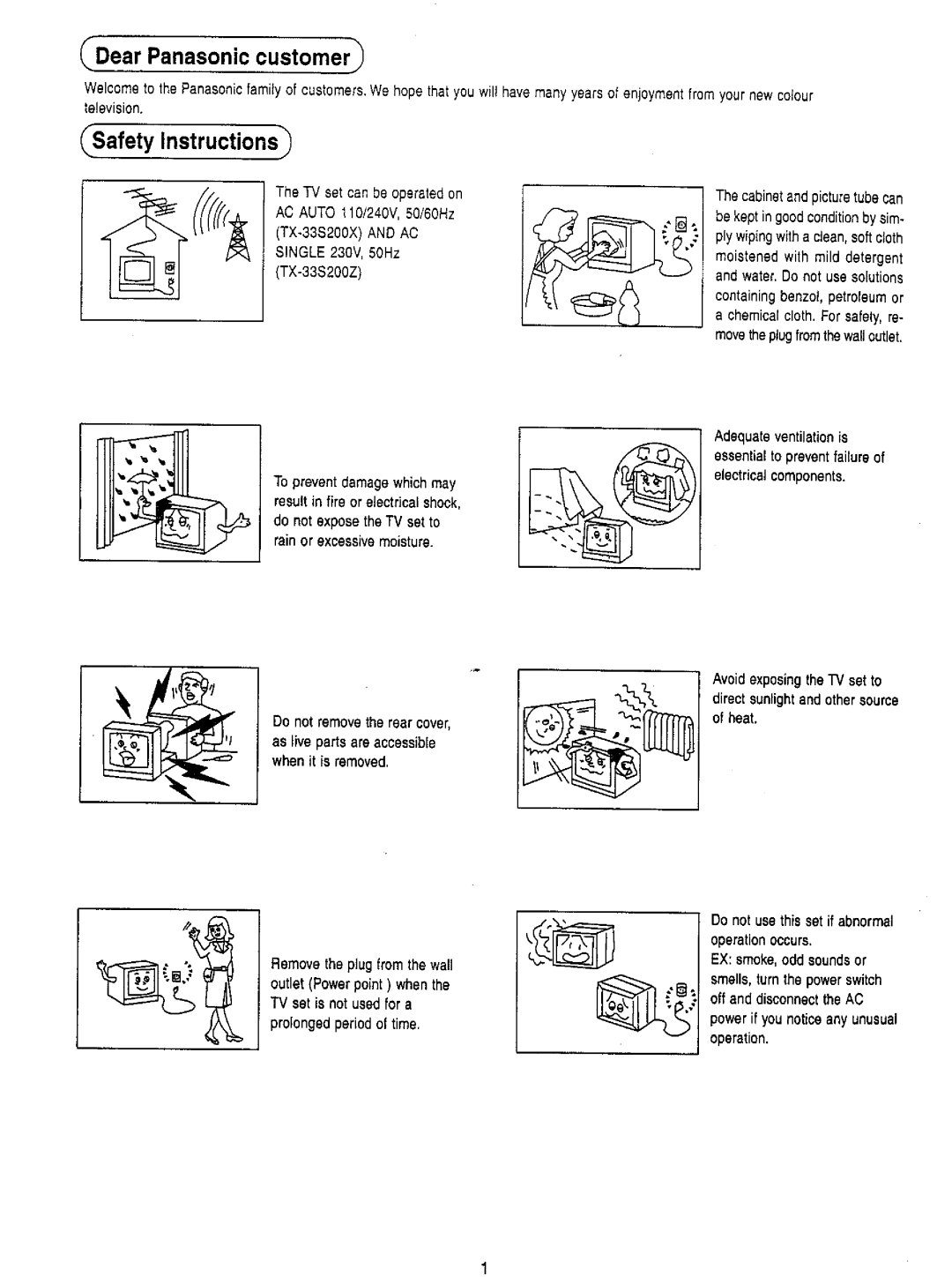 Panasonic TX-33S200Z, TX-33S200X manual 