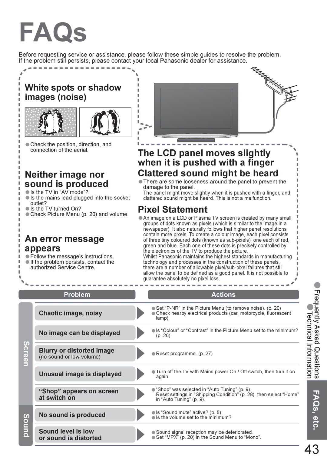 Panasonic TX-37LZD800A manual FAQs 