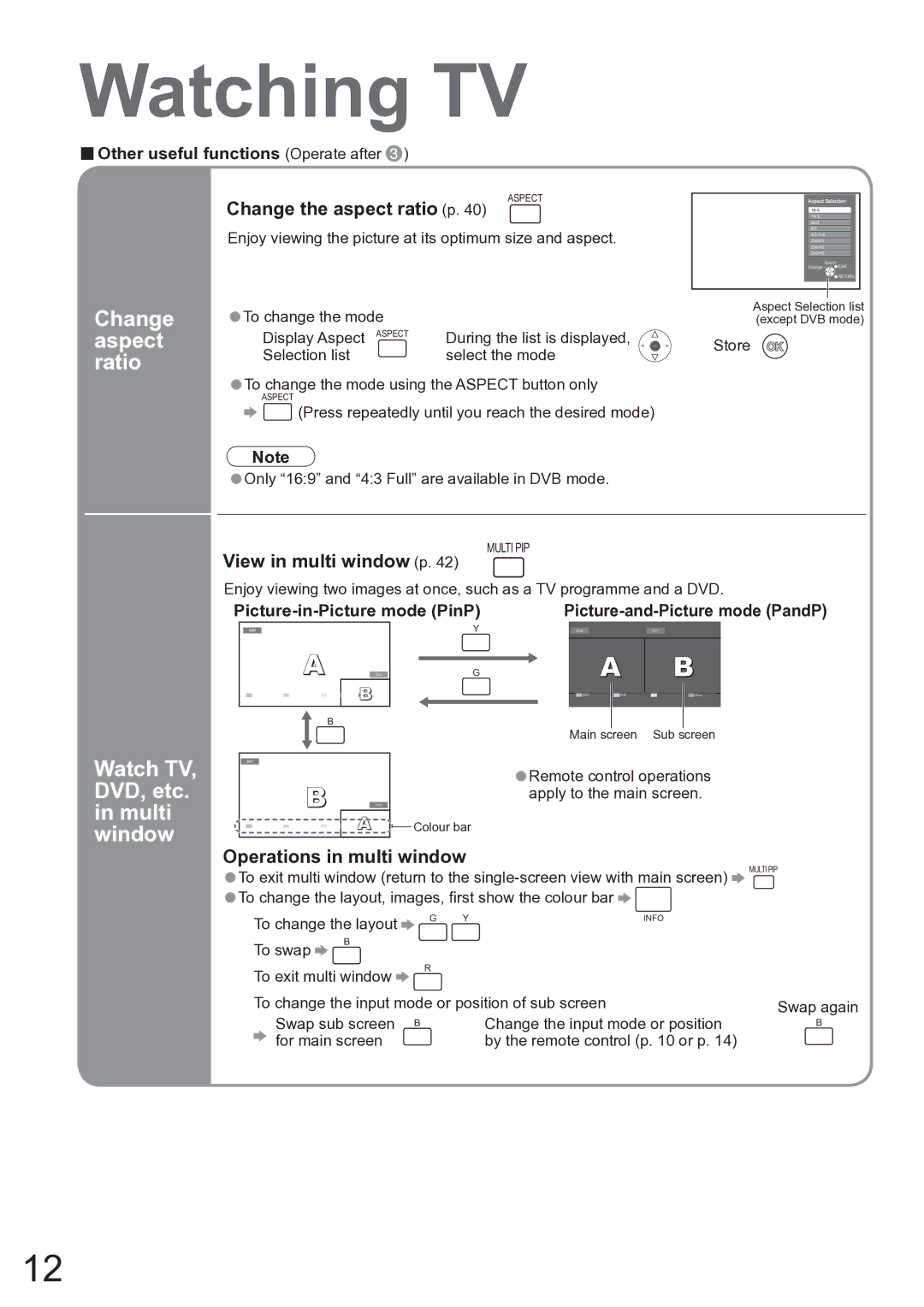 Panasonic TX-37LZD850A operating instructions Change, Aspect, Ratio 