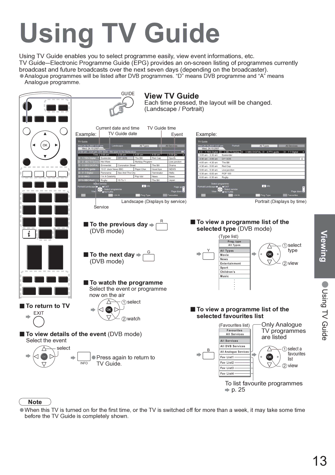 Panasonic TX-37LZD850A operating instructions Using TV Guide, View TV Guide 