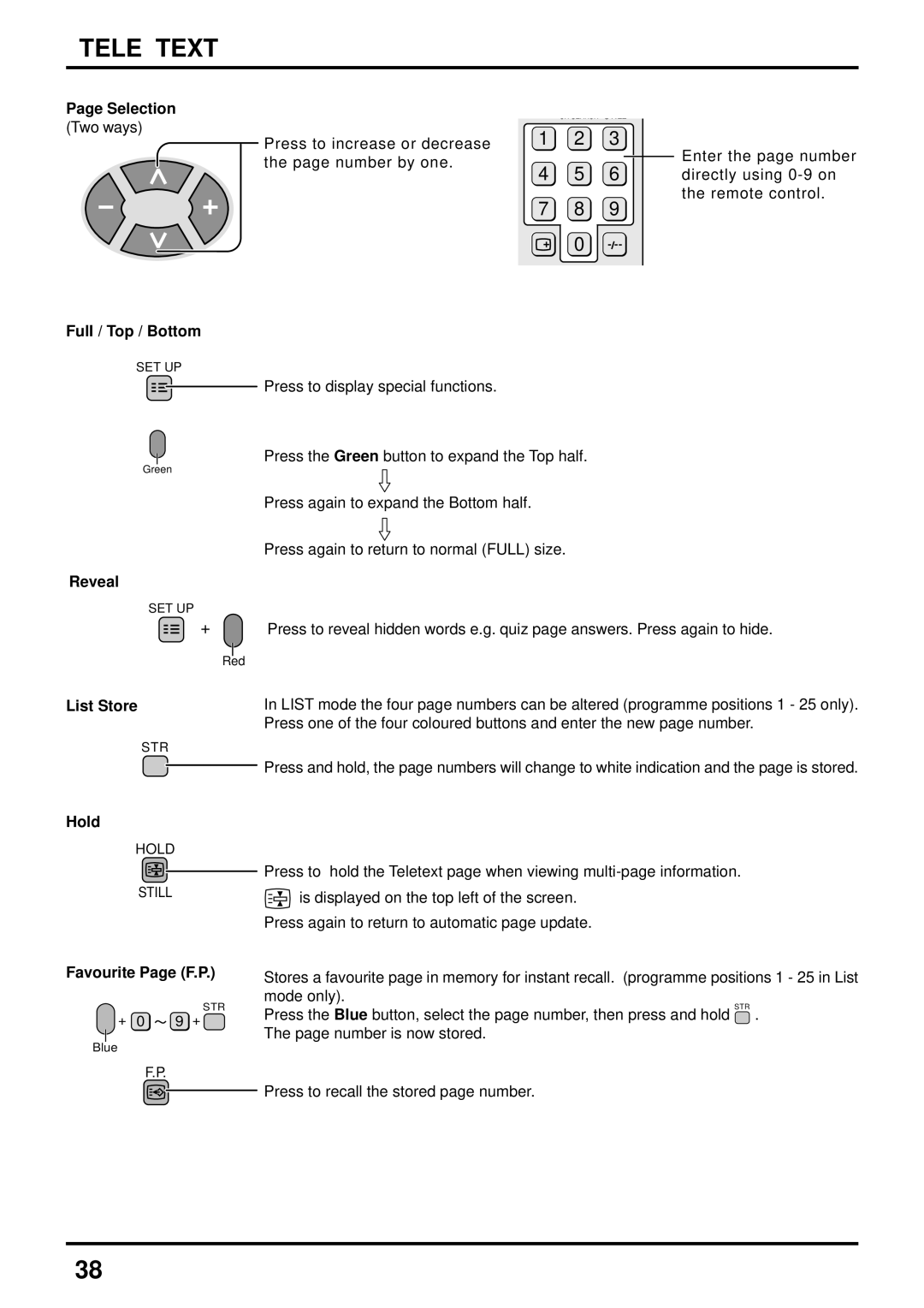 Panasonic TX-47P500X, TX-47P500H instruction manual Reveal, List Store, Hold 