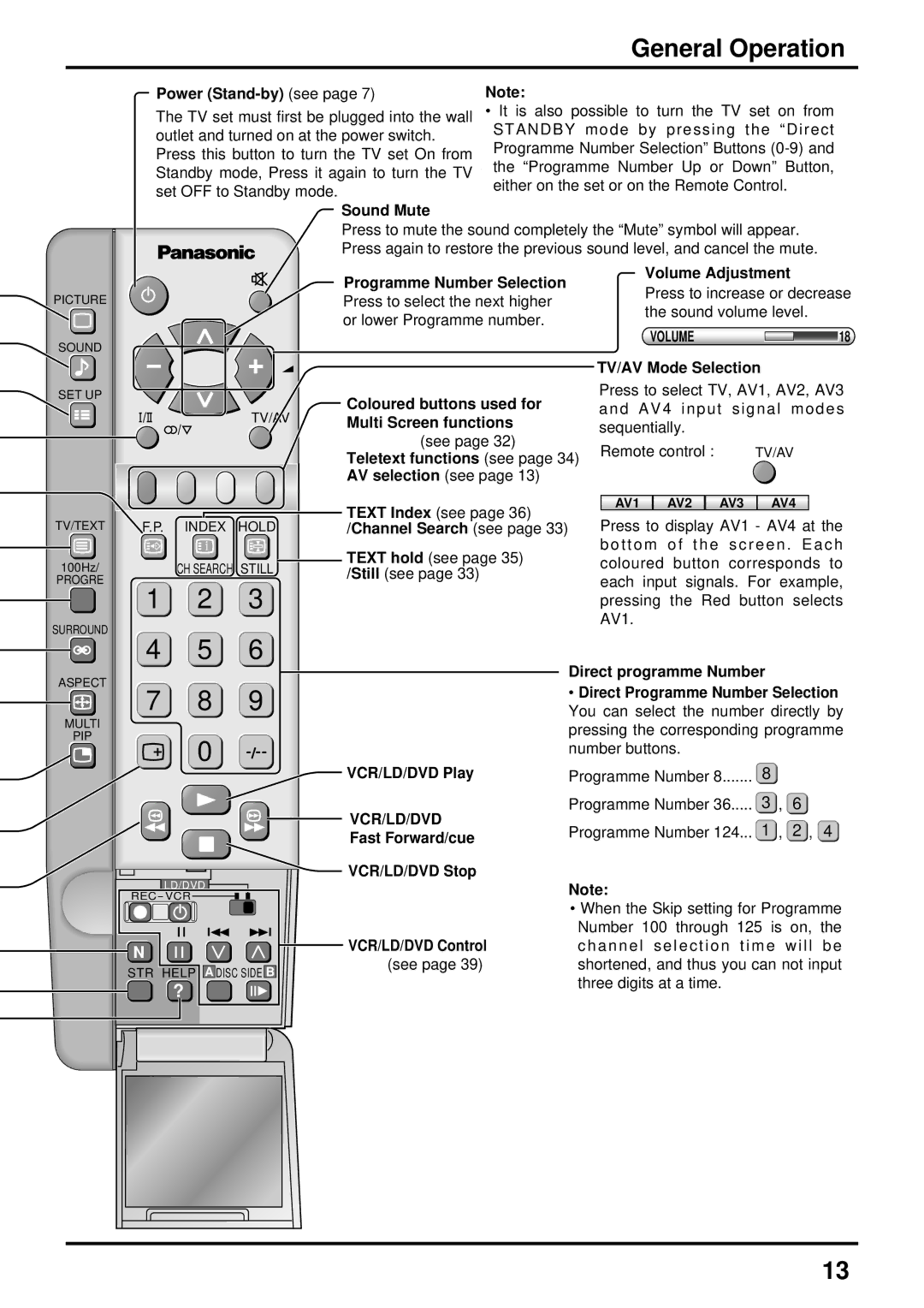 Panasonic TX-47P600HZ instruction manual General Operation 