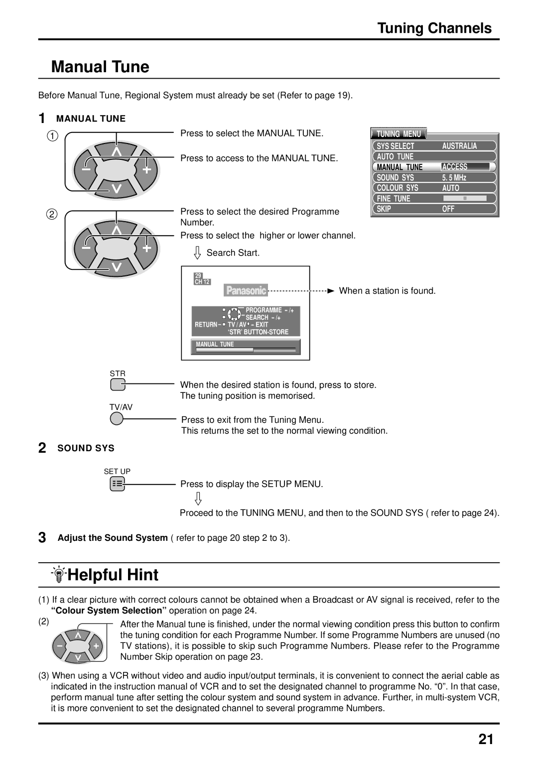 Panasonic TX-47P600HZ instruction manual Manual Tune 