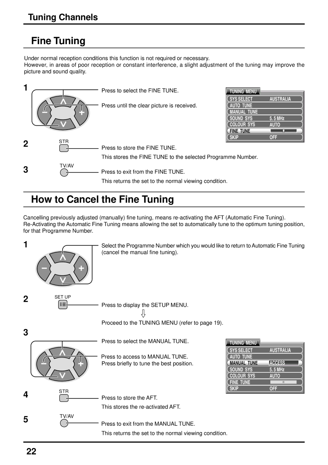 Panasonic TX-47P600HZ instruction manual How to Cancel the Fine Tuning 