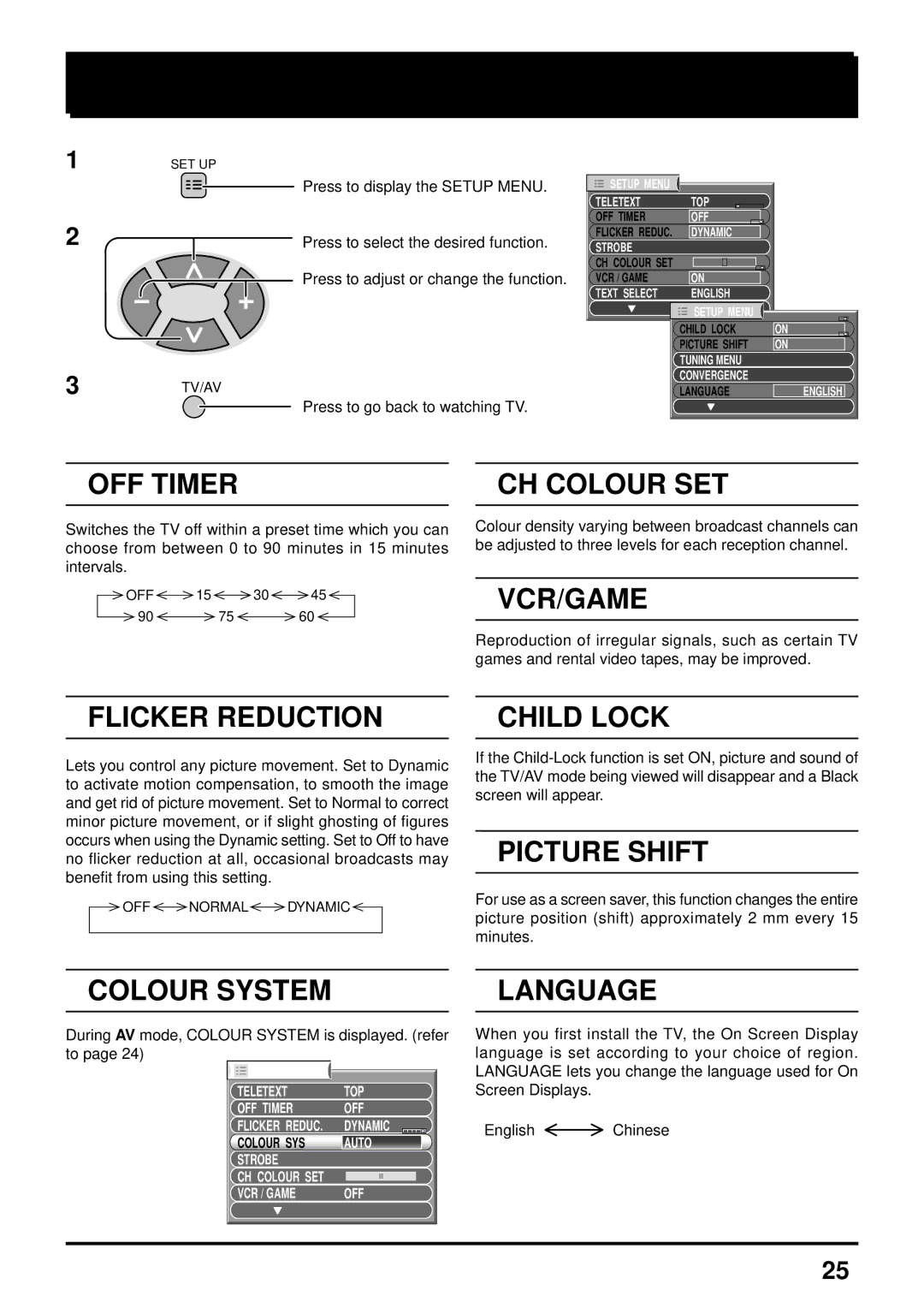 Panasonic TX-47P600HZ instruction manual Setup Adjustment, Press to go back to watching TV 