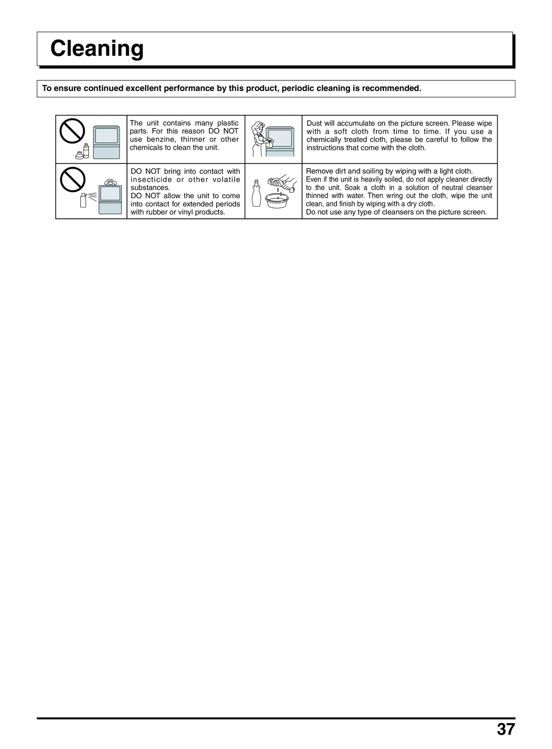 Panasonic TX-47P950A operating instructions Cleaning 