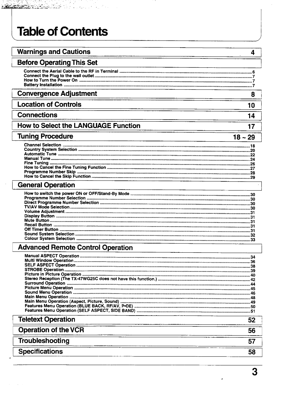 Panasonic TX-47WG25 manual 