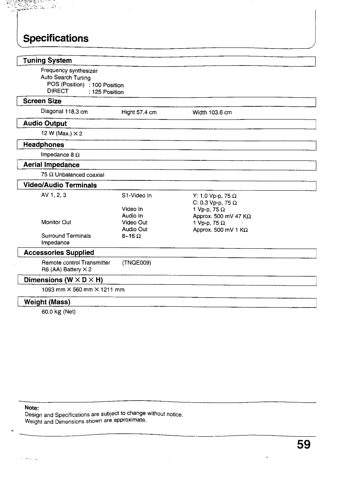 Panasonic TX-47WG25 manual 