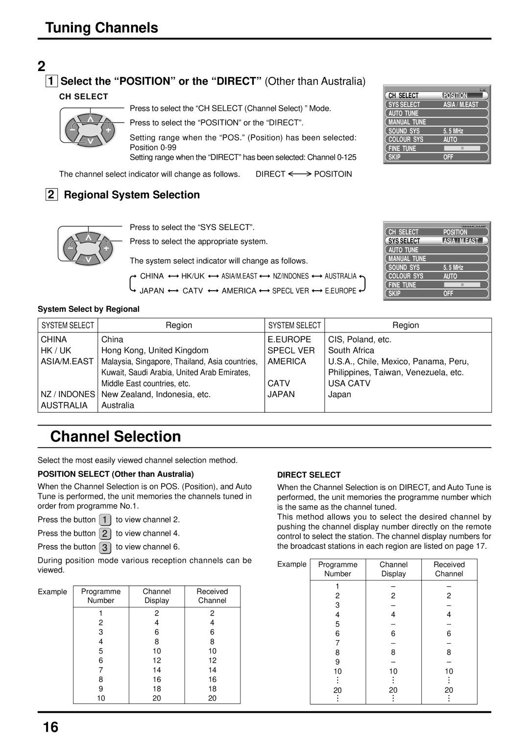 Panasonic TX-51P800X, TX-51P800H, TX-43P800X, TX-43P800H instruction manual Channel Selection, Tuning Channels 