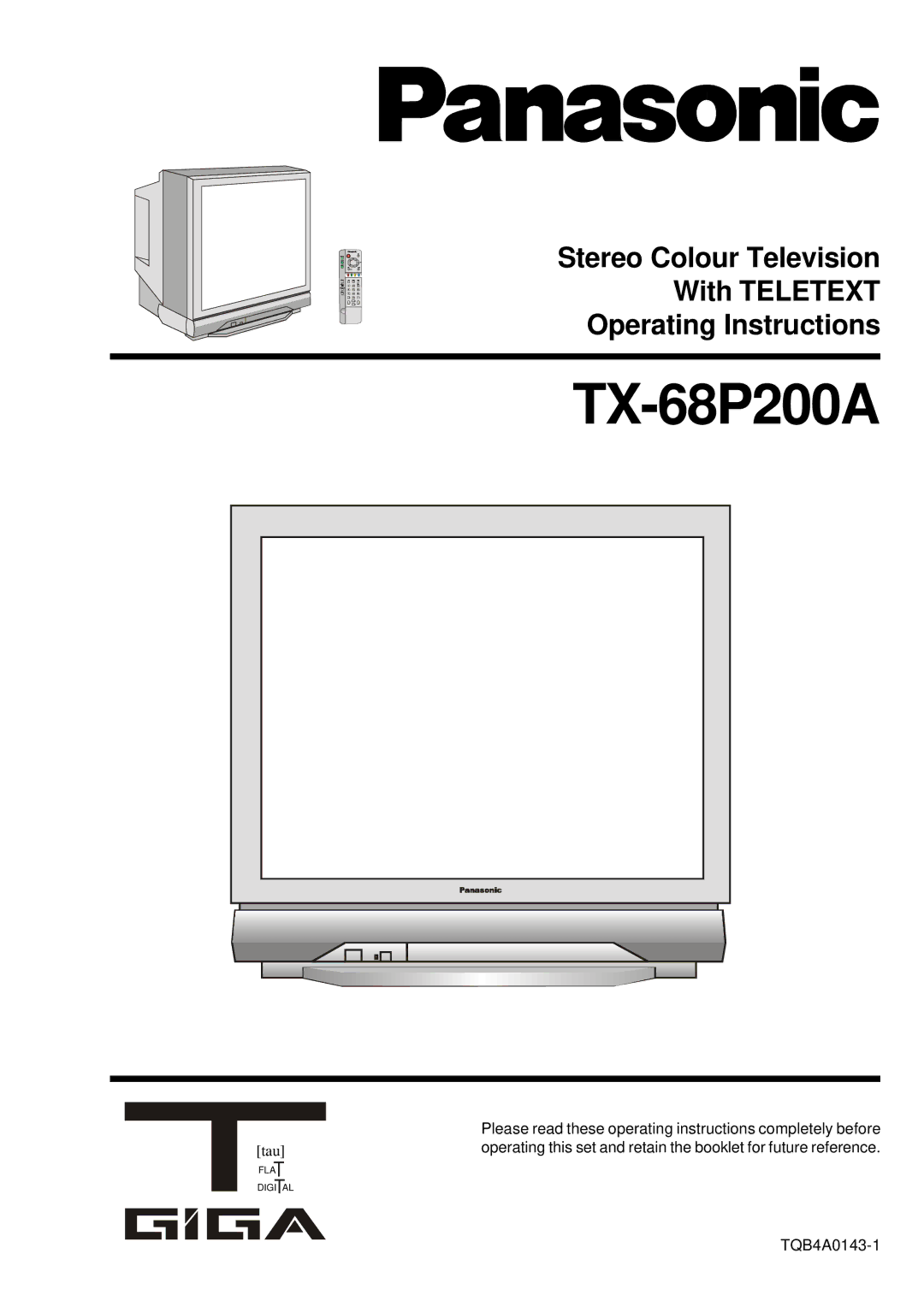 Panasonic TX-68P200A manual 