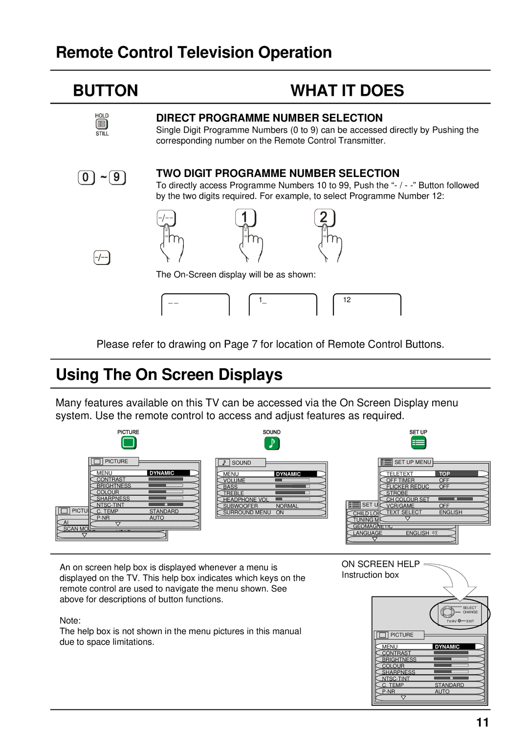 Panasonic TX-68P200A manual Using The On Screen Displays, On Screen Help 