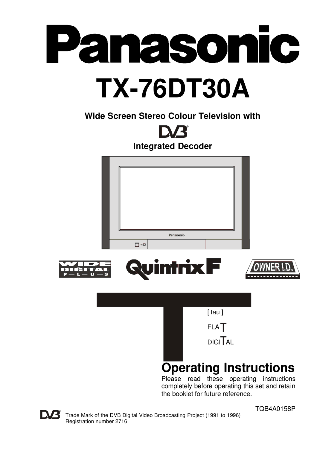 Panasonic TX-76DT30A manual 