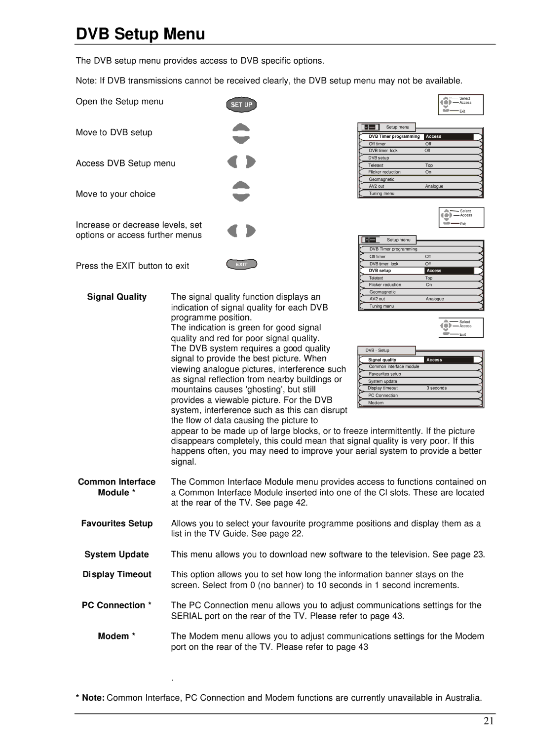 Panasonic TX-76DT30A manual DVB Setup Menu 