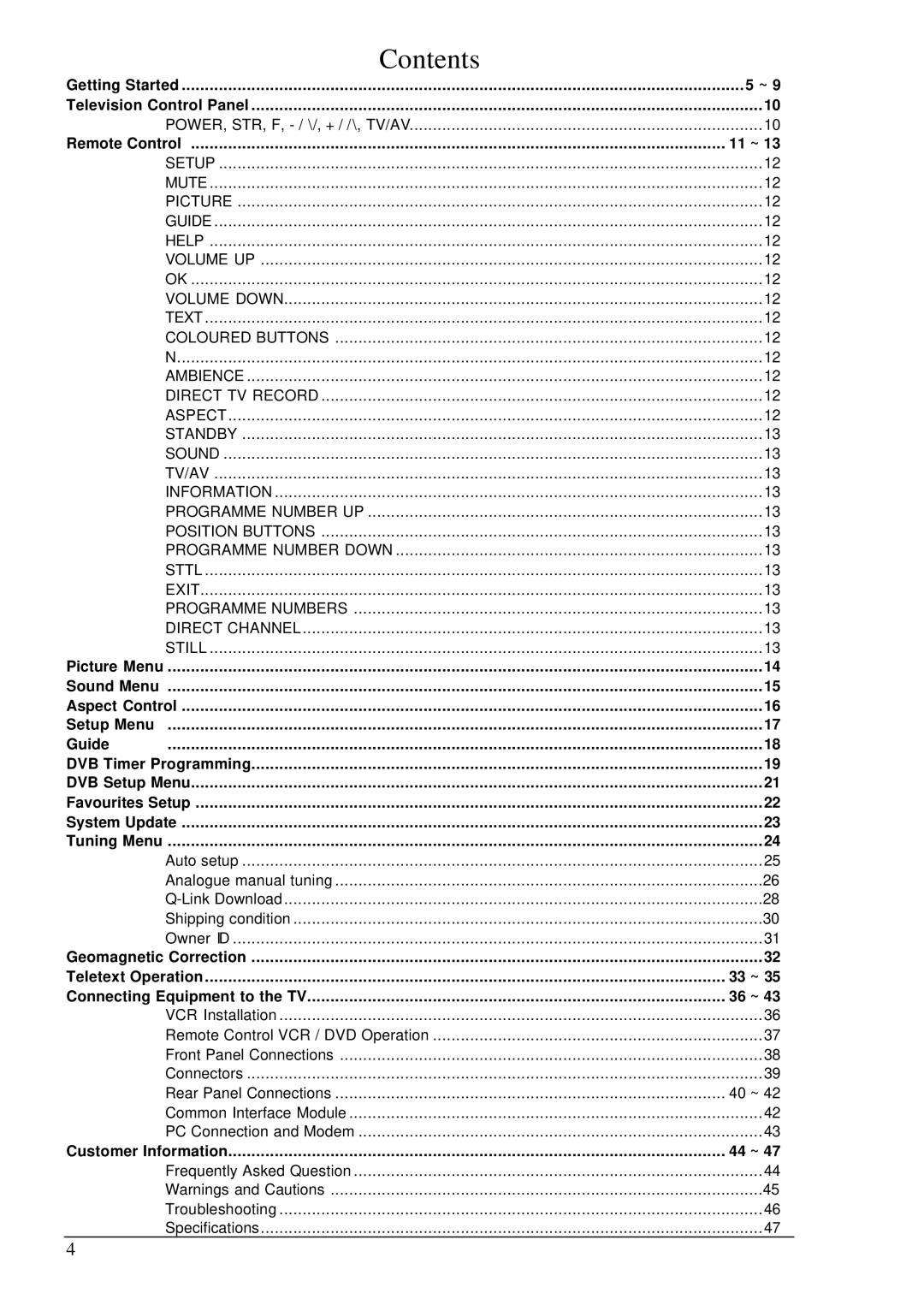 Panasonic TX-76DT30A manual Contents 