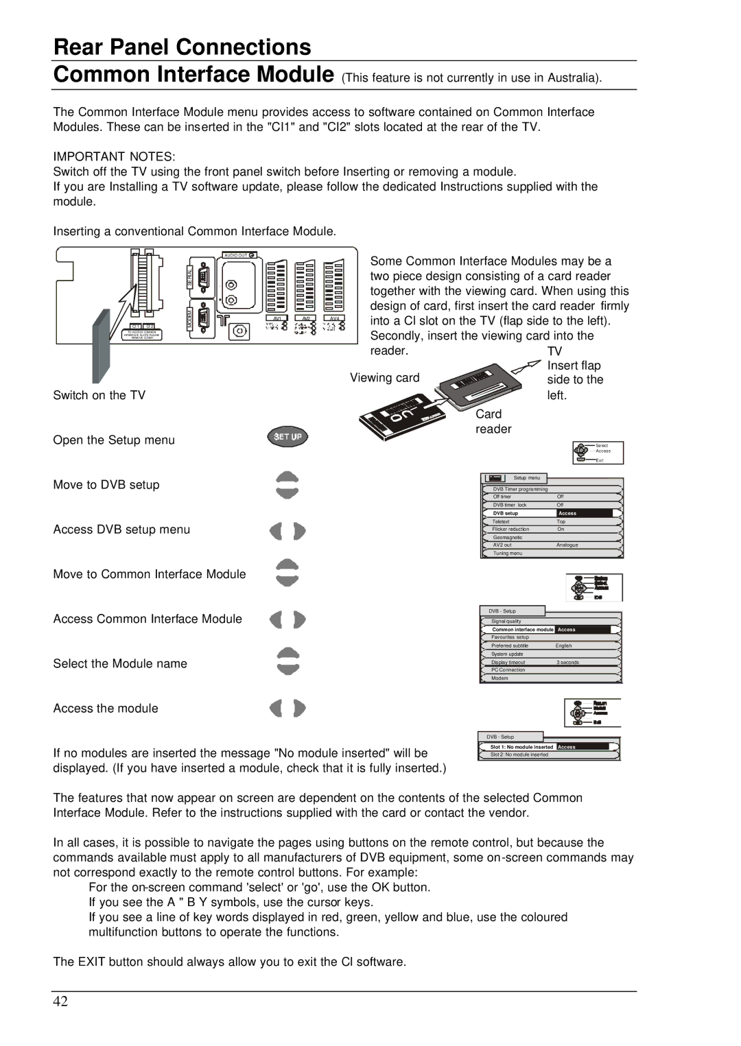 Panasonic TX-76DT30A manual Rear Panel Connections, Important Notes 