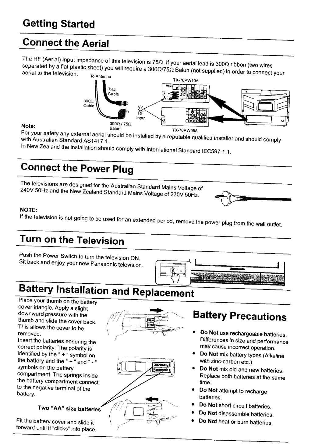 Panasonic TX-76PW05A, TX-76PW10A manual 