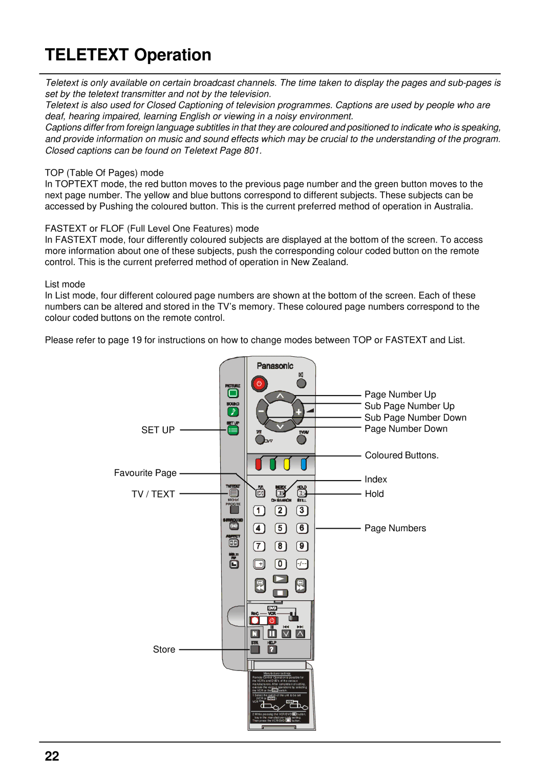 Panasonic TX-76PW300A, TX-86PW300A operating instructions Teletext Operation, TV / Text 