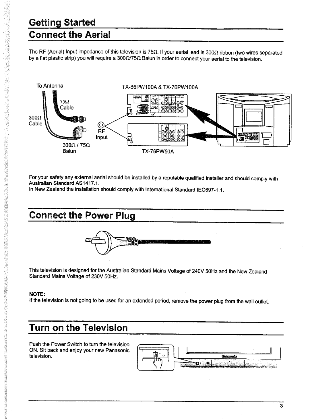 Panasonic TX-76W100A, TX-76W50A, TX-86W100A manual 