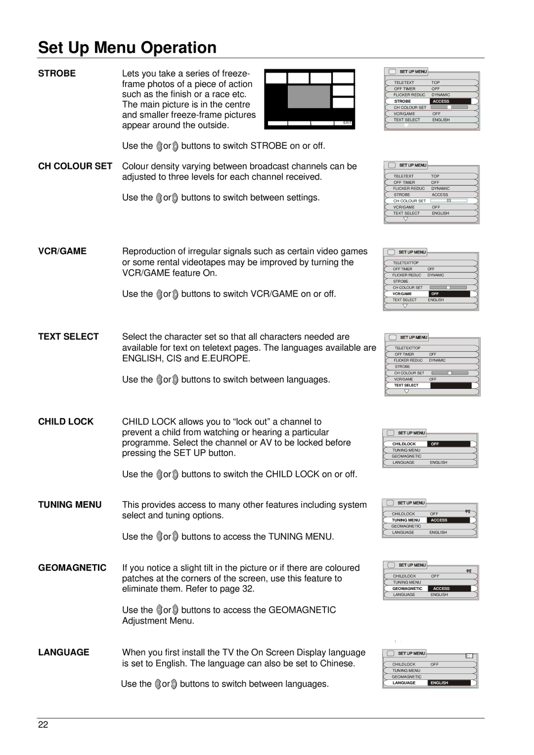 Panasonic TX-76PW50A, TX-86PW100A, TX-76PW100A operating instructions Strobe, Vcr/Game 