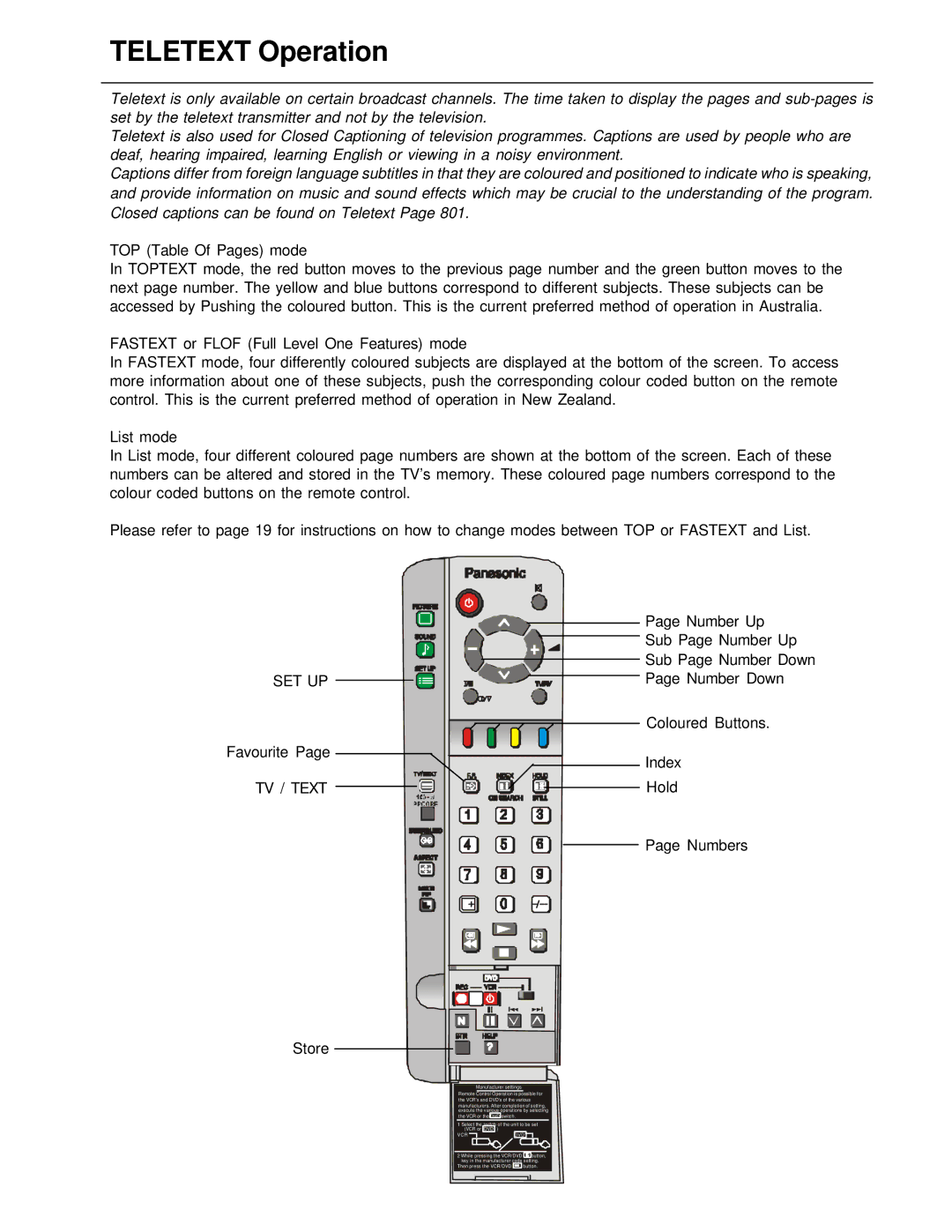 Panasonic TX-86PW200A manual Teletext Operation, TV / Text 