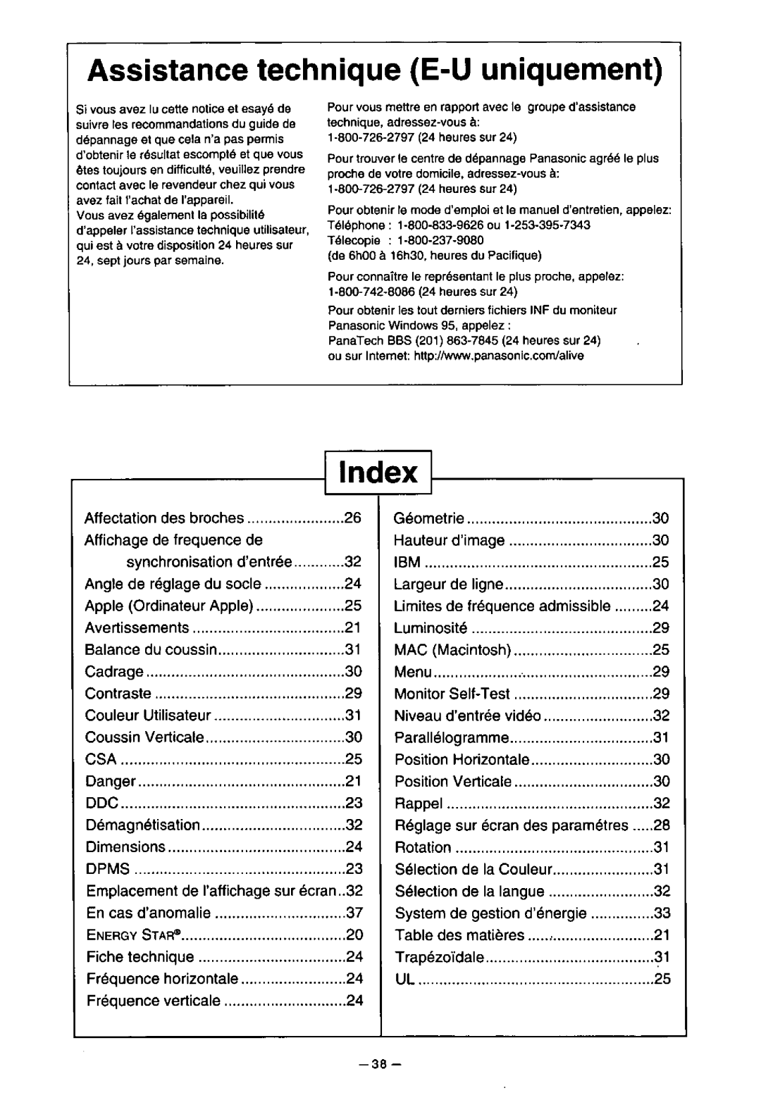 Panasonic TX-D7F21 manual 