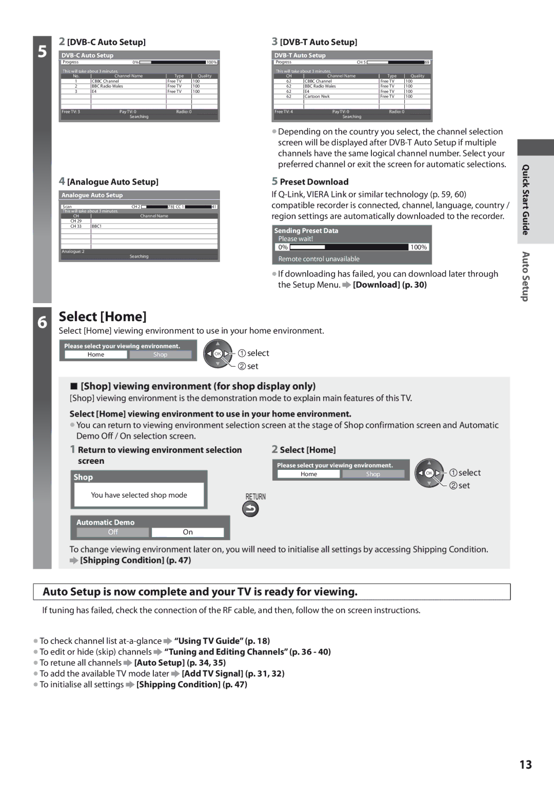 Panasonic TX-L32U3E, TX-L42U3E, TX-L37U3E operating instructions Auto Setup is now complete and your TV is ready for viewing 