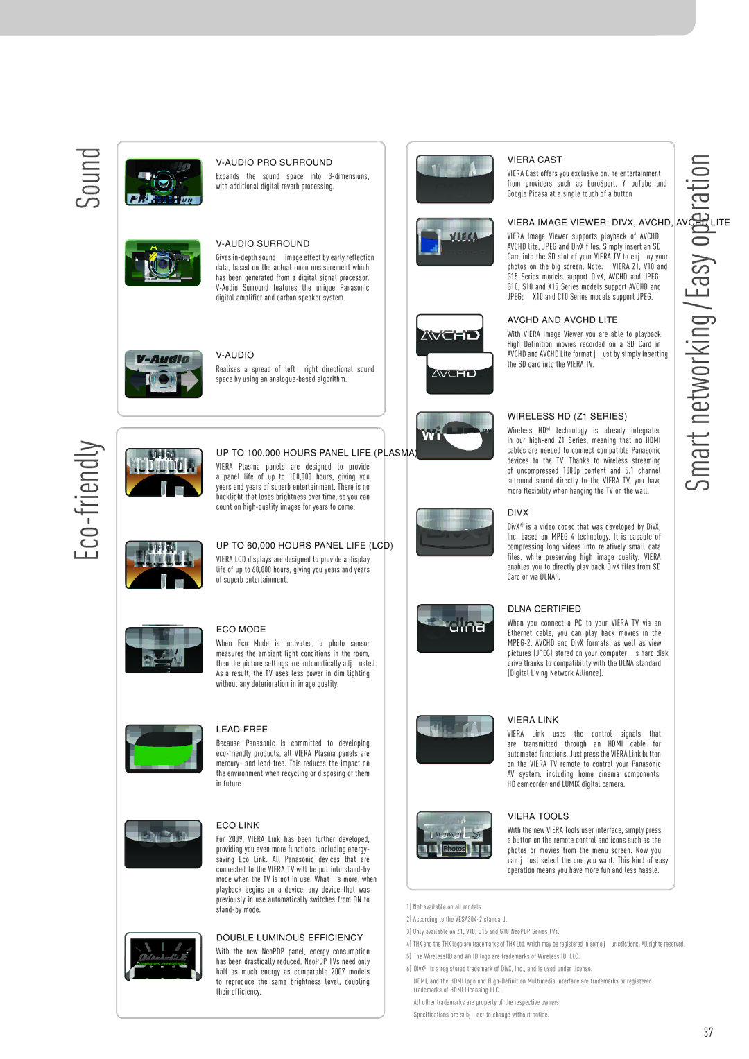 Panasonic TX-P46S10B, TX-P58V10B, TX-P54Z1B, TX-P50X10B, TX-P65V10B, TX-P50V10B, TX-P50S10B, TX-P46Z1B, TX-P46G10B Sound 