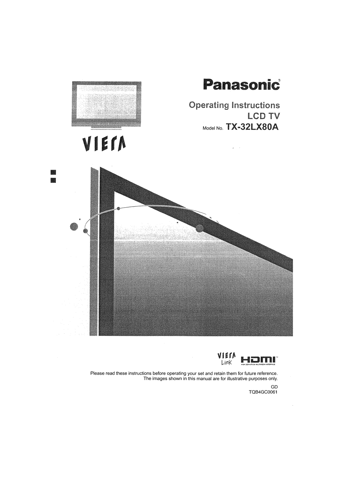 Panasonic TX32LX80 manual Lcd Tv, vWaRlIrA HE3m1, OperatingInstructions, Viva, Panasonic 