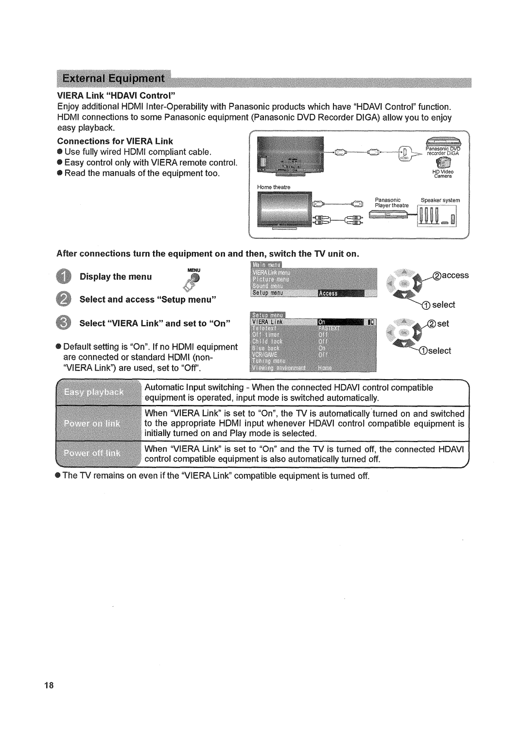 Panasonic TX32LX80 manual D select IMset, access 