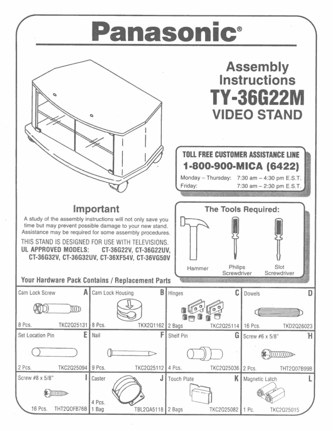 Panasonic TY-36G22M manual 