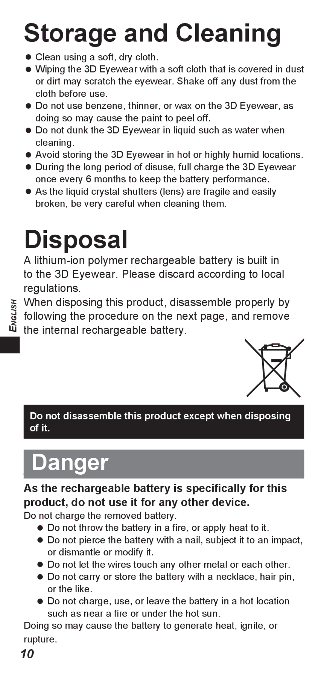 Panasonic TY-ER3D4MW, TY-ER3D4SW operating instructions Storage and Cleaning, Disposal 