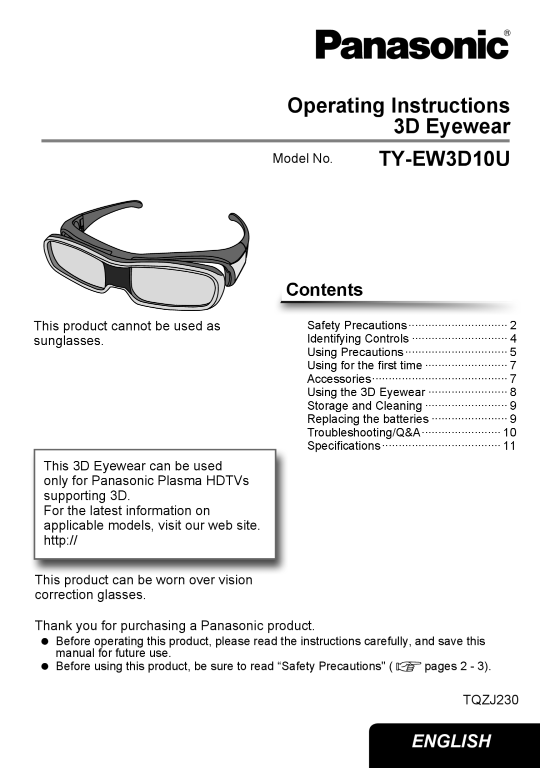 Panasonic TY-EW3D10U manual 