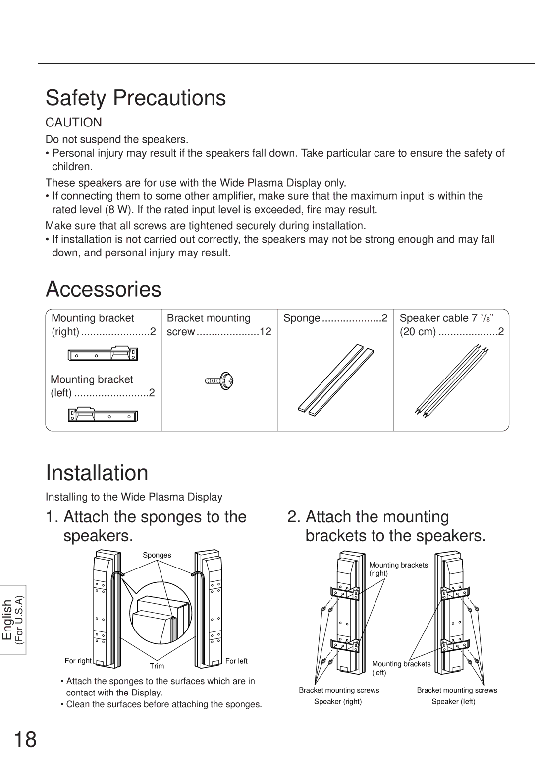 Panasonic TY-SP50P5-H, TY-SP42P5-M, TY-SP42P5-H, TY-SP37P5-K, TY-SP50P6-S, TY-SP42P5-K, TY-SP42P6-S manual English For U.S.A 