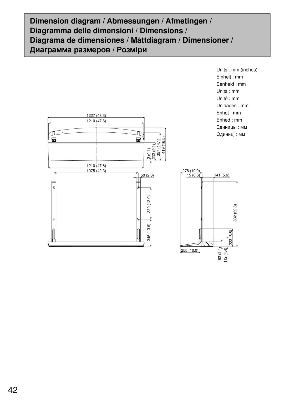 Panasonic TY-ST65VX100 installation instructions 1227 1210 232 357 419 