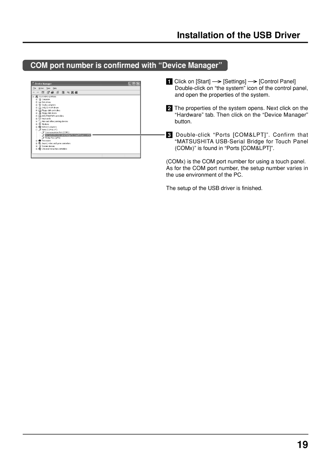 Panasonic TY-TP42P6-S, TY-TP50P6-S manual Installation of the USB Driver 