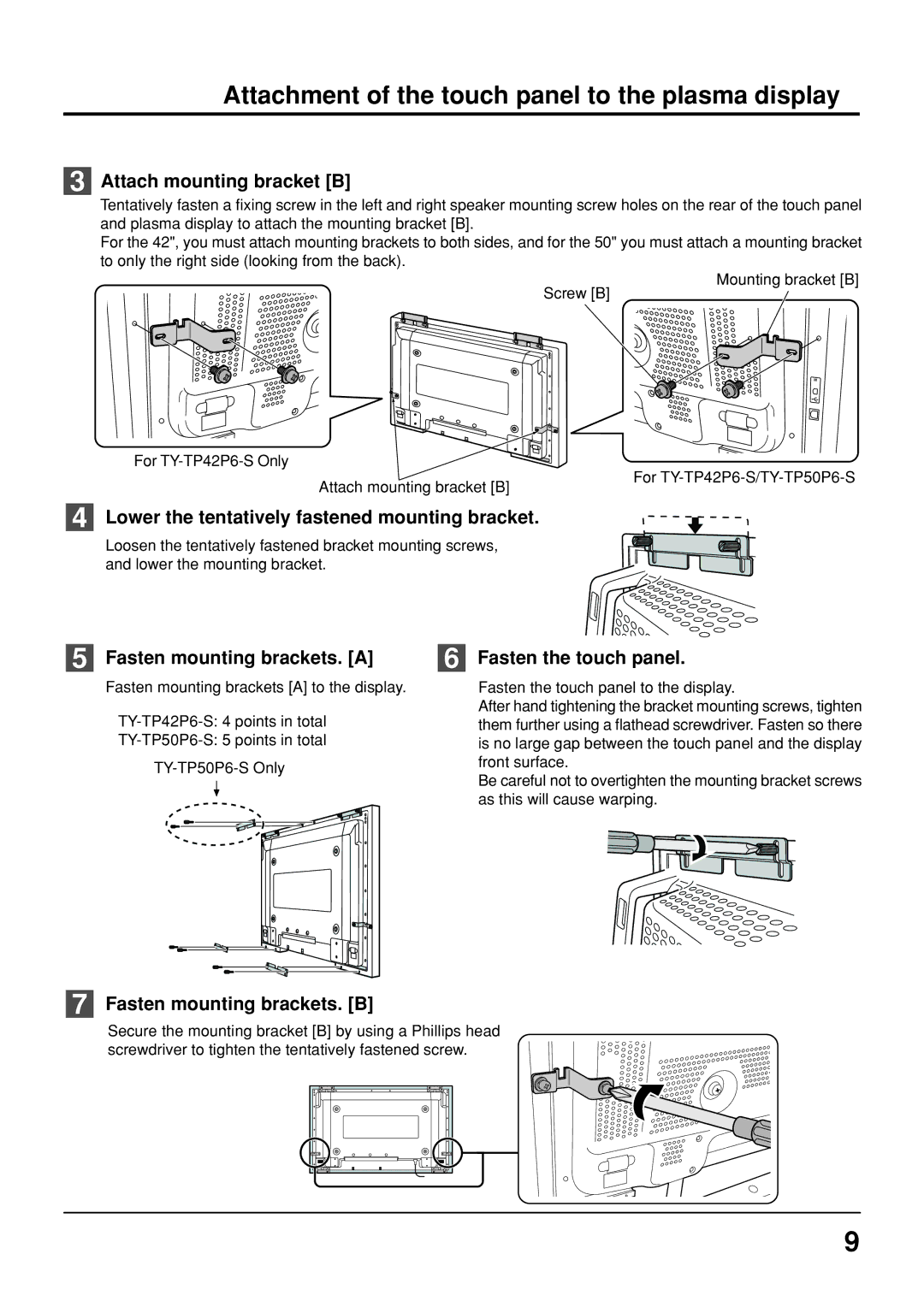 Panasonic TY-TP42P6-S, TY-TP50P6-S manual Attachment of the touch panel to the plasma display 