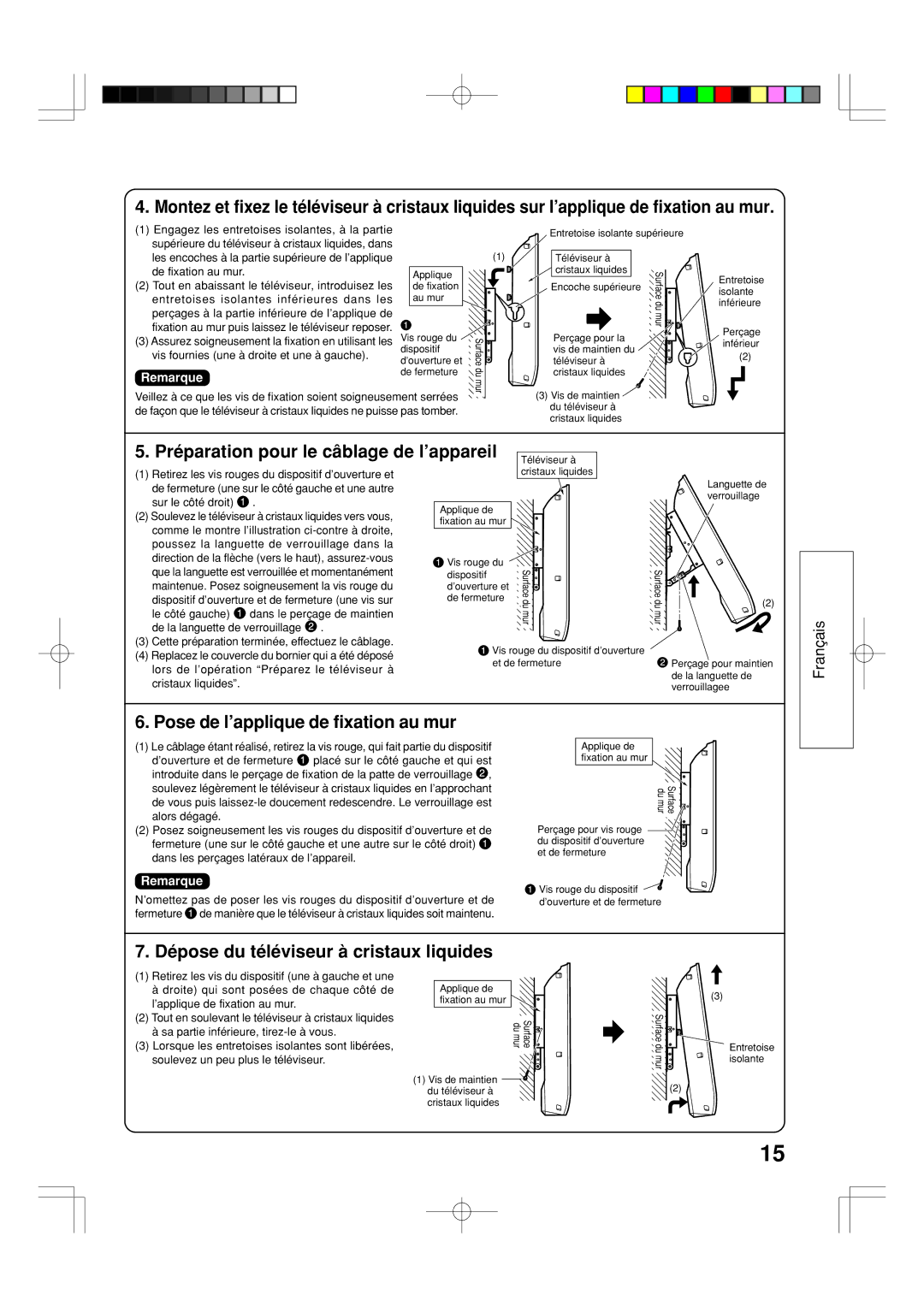 Panasonic TY-WK32LX20W installation manual Préparation pour le câblage de l’appareil, Pose de l’applique de fixation au mur 