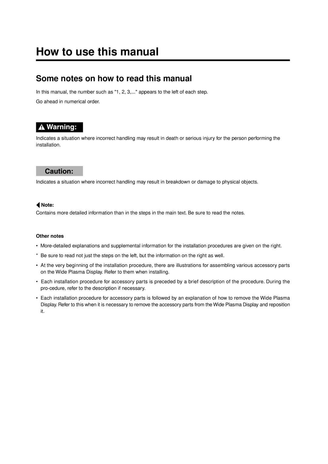 Panasonic TY-ST42PT3S, TY-WK42PV1, TY-WK42PR1 How to use this manual, Some notes on how to read this manual, Other notes 