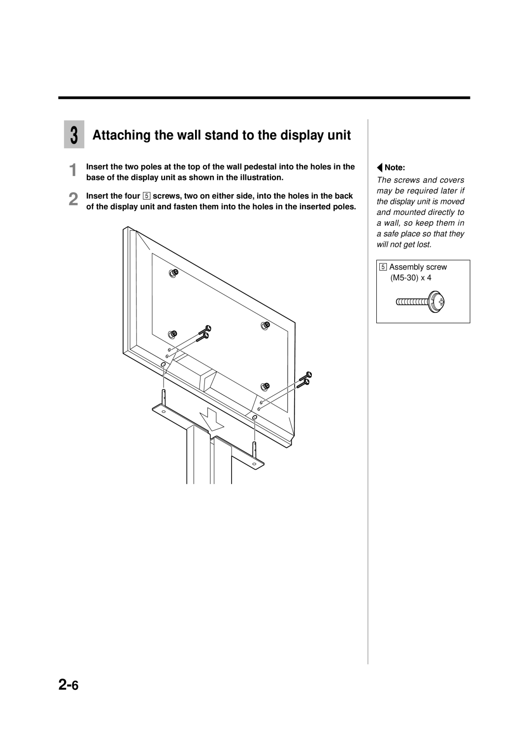 Panasonic TY-ST42PT3S Attaching the wall stand to the display unit, Base of the display unit as shown in the illustration 